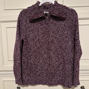 L.L. Bean Purple Cotton Ragg Zipper Front Cardigan Sweater